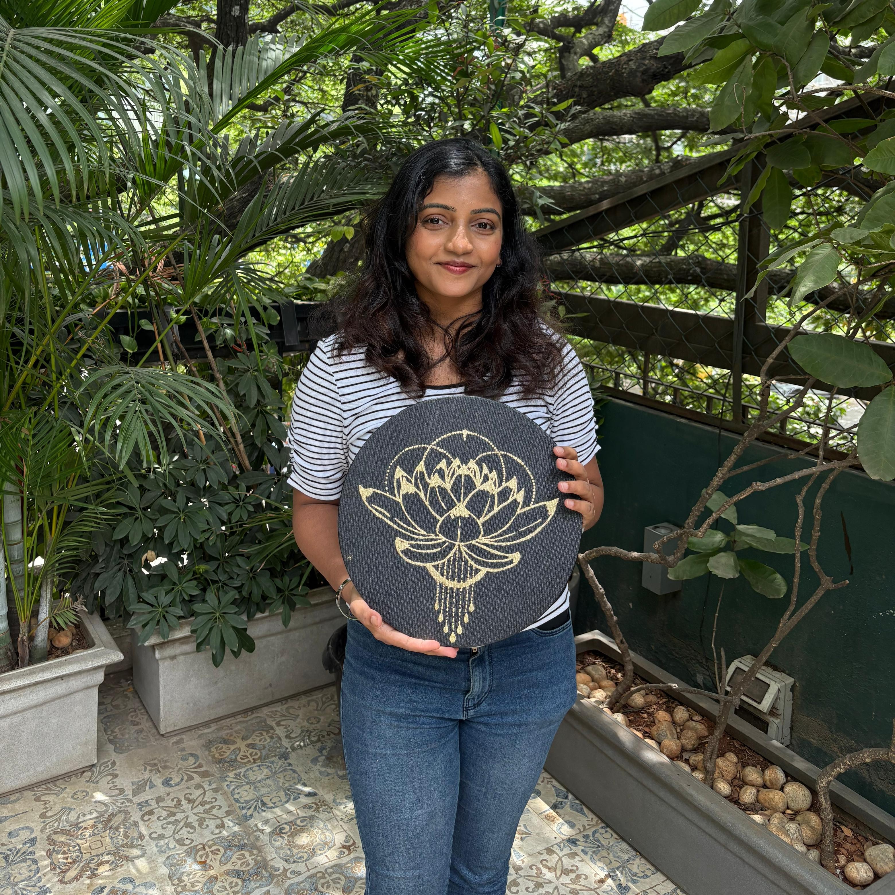 Gold foil lotus art by Anisha